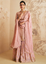 Load image into Gallery viewer, Mauvelous Pink Embroidered Chinnon Plazzo Suit