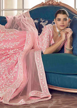 Load image into Gallery viewer, Flamingo Pink Organza Lehenga Choli with Sequins &amp; Thread work
