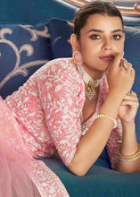 Load image into Gallery viewer, Flamingo Pink Organza Lehenga Choli with Sequins &amp; Thread work