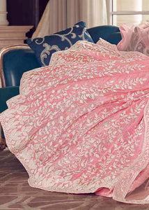Flamingo Pink Organza Lehenga Choli with Sequins & Thread work