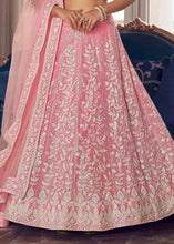 Load image into Gallery viewer, Flamingo Pink Organza Lehenga Choli with Sequins &amp; Thread work