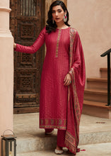 Load image into Gallery viewer, Cerise Pink Digital Printed Designer Silk Suit