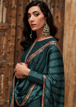Load image into Gallery viewer, Prussian Blue Digital Printed Designer Silk Suit