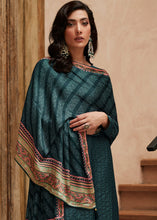 Load image into Gallery viewer, Prussian Blue Digital Printed Designer Silk Suit