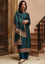 Load image into Gallery viewer, Prussian Blue Digital Printed Designer Silk Suit