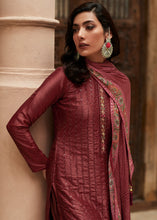 Load image into Gallery viewer, Sienna Brown Digital Printed Designer Silk Suit