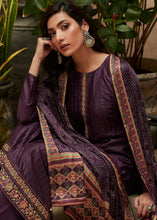 Load image into Gallery viewer, Russian Purple Digital Printed Designer Silk Suit