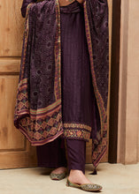 Load image into Gallery viewer, Russian Purple Digital Printed Designer Silk Suit