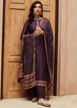 Load image into Gallery viewer, Russian Purple Digital Printed Designer Silk Suit