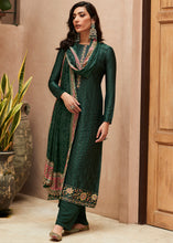 Load image into Gallery viewer, Dark Green Digital Printed Designer Silk Suit