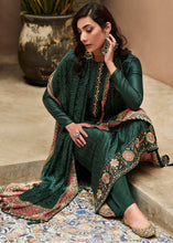 Load image into Gallery viewer, Dark Green Digital Printed Designer Silk Suit