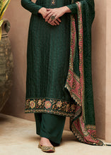 Load image into Gallery viewer, Dark Green Digital Printed Designer Silk Suit