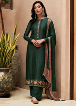 Load image into Gallery viewer, Dark Green Digital Printed Designer Silk Suit