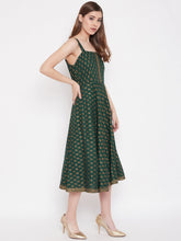 Load image into Gallery viewer, Shoulder strap flared midi dress