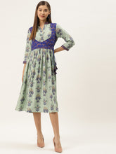 Load image into Gallery viewer, Printed Midi dress with mock waistcoat