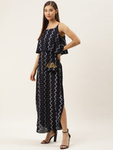 Load image into Gallery viewer, Printed Flare yoke with U hem long dress
