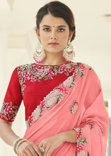 Load image into Gallery viewer, Mauvelous Pink Designer Georgette Saree with Thread &amp; Dori work
