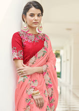 Load image into Gallery viewer, Mauvelous Pink Designer Georgette Saree with Thread &amp; Dori work