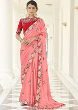 Load image into Gallery viewer, Mauvelous Pink Designer Georgette Saree with Thread &amp; Dori work