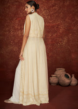 Load image into Gallery viewer, Porcelain White Georgette Designer Jacket Suit with Embroidery work