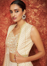 Load image into Gallery viewer, Porcelain White Georgette Designer Jacket Suit with Embroidery work
