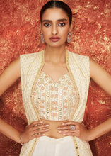 Load image into Gallery viewer, Porcelain White Georgette Designer Jacket Suit with Embroidery work
