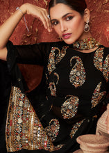 Load image into Gallery viewer, Jade Black Embroidered Georgette Designer Plazzo Suit