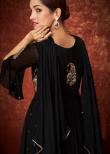 Load image into Gallery viewer, Jade Black Embroidered Georgette Designer Plazzo Suit