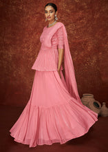 Load image into Gallery viewer, Persian Pink Embroidered Georgette Designer Plazzo Suit