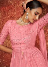 Load image into Gallery viewer, Persian Pink Embroidered Georgette Designer Plazzo Suit