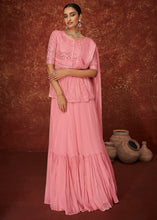 Load image into Gallery viewer, Persian Pink Embroidered Georgette Designer Plazzo Suit