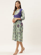 Load image into Gallery viewer, Printed Midi dress with mock waistcoat