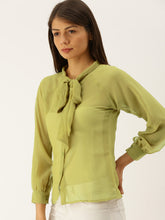 Load image into Gallery viewer, Tie up collar shirt blouse