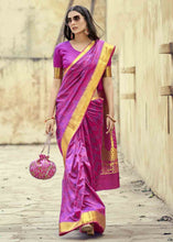Load image into Gallery viewer, Lilac Purple Woven Banarasi Silk Saree