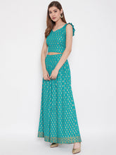 Cargar imagen en el visor de la galería, Crop top with back tie and plazzo pants