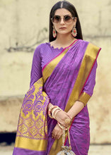 Load image into Gallery viewer, Orchid Purple Woven Banarasi Silk Saree