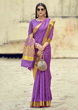 Load image into Gallery viewer, Orchid Purple Woven Banarasi Silk Saree