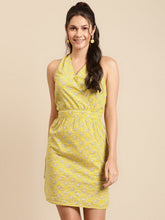 Load image into Gallery viewer, Printed Back twist and tie mini dress