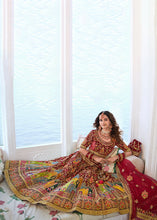 Load image into Gallery viewer, Maroon Red Heavy Embroidered Velvet Lehenga