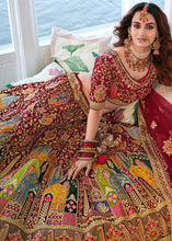 Load image into Gallery viewer, Maroon Red Heavy Embroidered Velvet Lehenga