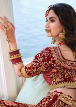 Load image into Gallery viewer, Maroon Red Heavy Embroidered Velvet Lehenga