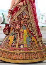 Load image into Gallery viewer, Maroon Red Heavy Embroidered Velvet Lehenga