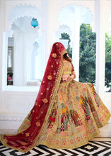 Load image into Gallery viewer, Beige Brown Heavy Embroidered Velvet Lehenga