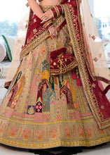 Load image into Gallery viewer, Beige Brown Heavy Embroidered Velvet Lehenga
