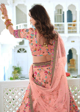 Load image into Gallery viewer, Coral Pink Heavy Embroidered Silk Lehenga
