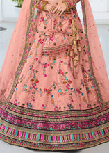 Load image into Gallery viewer, Coral Pink Heavy Embroidered Silk Lehenga