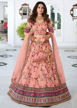 Load image into Gallery viewer, Coral Pink Heavy Embroidered Silk Lehenga