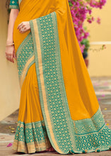 Laden Sie das Bild in den Galerie-Viewer, Canary Yellow Zari Woven South Silk Saree