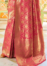 Load image into Gallery viewer, Punch Pink and Golden Blend Woven Banarasi Silk Saree