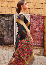 Load image into Gallery viewer, Sable Black Linen Silk Saree with Colorful Weaving work